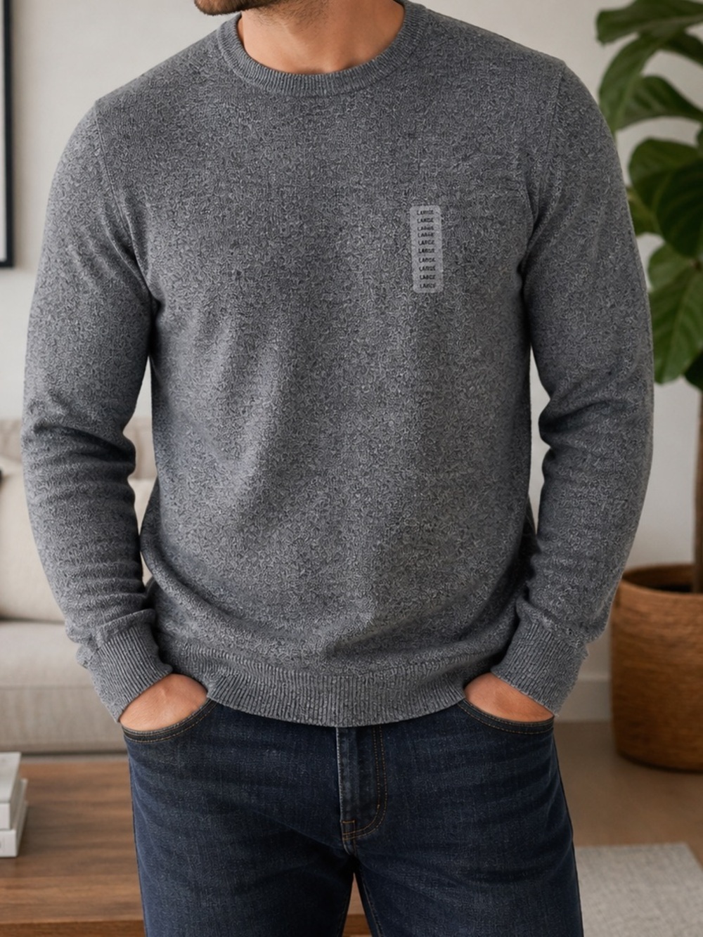 Pronto Uomo Men's Crewneck Sweater in Gray